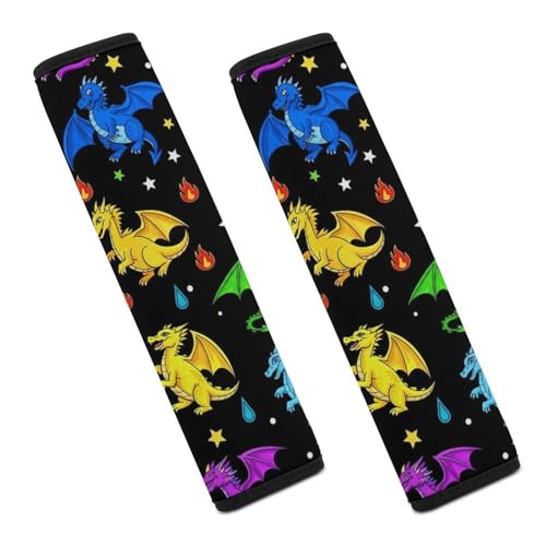 Soft Padded Seat Belt Cover for Girls and Boys, Stroller Pushchair High Chair, 2 Piece Colorful Flying Dragons Shoulder Protector Anti-Slip Pad - color: Pattern 697