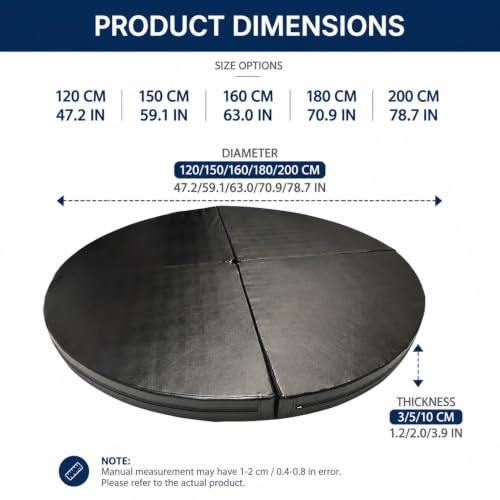 Thick Crash Mat for Pole Dancing & Aerial Hoop, Safety Round Pole Dance Foam Mat, Suitable for Beginners Fitness Gymnastics Striptease Safety Mat - size: 160*3cm/63*1.2in