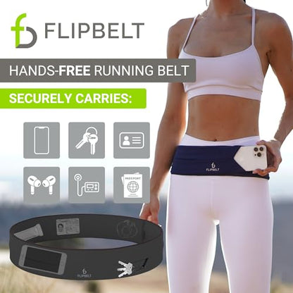 FlipBelt Classic Running Belt, Phone Holder for Running, Money Belt Pouch - color: Carbon, size: Extra Small