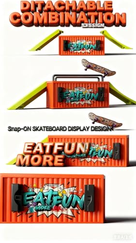 Lently Wood Fingerboards+Truck Set, 100mmL*30mm Mini Fingerboards and Multifunctional deformable Container (Monster) - color: Monster
