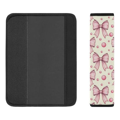 2 Piece Pink Bow Dots Beige Car Seat Belt Pad Breathable Seat Belt Cushion for Child, Stroller Pushchair High Chair, Easy Install (No Tool) - color: Pattern 273
