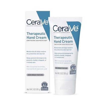 CeraVe Therapeutic Hand Cream for Dry Cracked Hands With Hyaluronic Acid and Niacinamide, Fragrance Free 3 Ounce - size: 3 Ounce (Pack of 1)