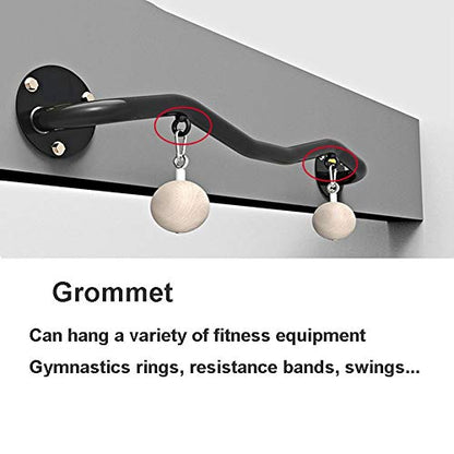 Pull-Up Bars Wall-Mounted Horizontal Bar, Home Pull-Up Wrist Strength Training Finger Grip Ball, Rock Climbing Equipment, Load 200Kg, Black