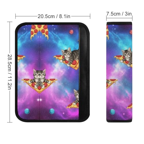2 Piece Universal Soft and Comfortable Seat Belt Shoulder Pad for Kids, Most Cars, Purple Galaxy Space Pizza Cat Seat Belt Covers Cushion, Neck and Shoulder Support - color: Pattern 960
