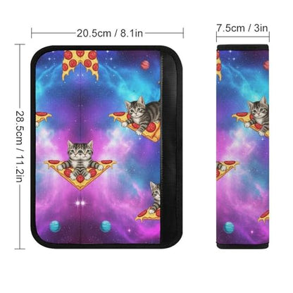 2 Piece Universal Soft and Comfortable Seat Belt Shoulder Pad for Kids, Most Cars, Purple Galaxy Space Pizza Cat Seat Belt Covers Cushion, Neck and Shoulder Support - color: Pattern 960