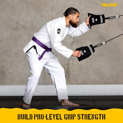 Elite Sports Jiu Jitsu Grip Trainer Simulate Gi - Resistance Band Grip Strength Trainer for BJJ MMA Judo & Grappling Training