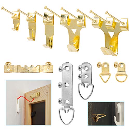 Glarks 500Pcs Picture Hanging Kit, Heavy Duty Picture Hanger Frame Hook Hardware with Nails, Hooks, Hanging Wire, Screw Eyes, D Ring and Sawtooth Hanger for Frame Hanging Wall Mounting