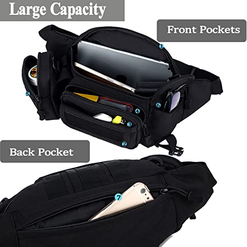 Tactical Fanny Packs, Military Waist Bag Utility Hip Belt Bags for Hiking Climbing Fishing Cycling Hunting with U.S Patch (Tan) - color: 1 Pack Tan
