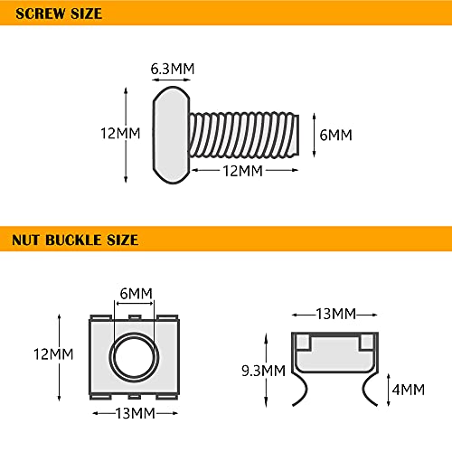 RIVECO Rack Screws & Cage Nuts for Server Cabinets & Racks Mounting Network Equipment Clip Nuts 50 Sets M6 x 16mm Black - size: M6 x 16mm Screws + Cage Nuts (50 Sets)
