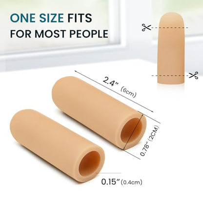 Povihome Finger Cots Protectors - Moisturizing Thumb and Finger Covers - Thickend Version - Elastic Cracked Silicone Finger Sleeves to Protect Cracked, Peel Finger and Other Finger Pain (Beige, 10PCS) - color: Beige, size: Medium (10PCS)