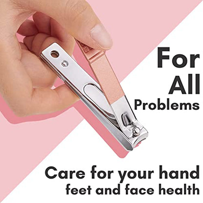 FAMILIFE Manicure Set, Professional Nail Kit Stainless Steel Nail Clipper Set, 13PCS Beauty Tools Manicure Kit Pedicure Tools, with Portable Pink Leather Travel Case for Her - color: Pink