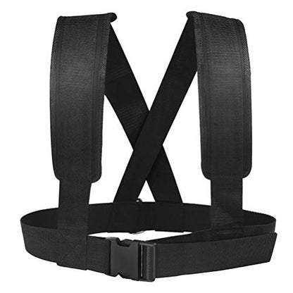 Shoulder Strap Weight Bearing Band for Fitness Training, Sled Pulls & – Nylon Webbing with Padded Strap & - Hooks