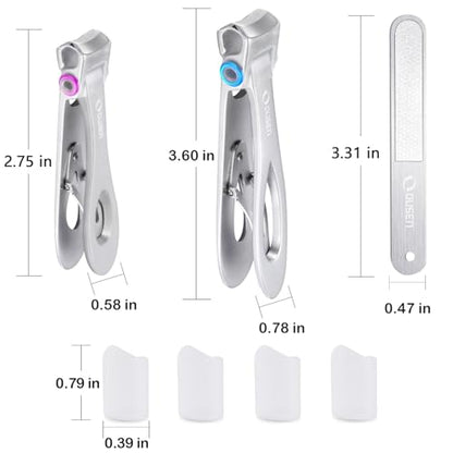Nail Clippers with Catcher - Anti Splash Wide Jaw Opening Thick Toenail Clippers for Seniors | Self-Collecting Fingernail Cutter Heavy Duty Toe Nail Clippers for Men&Women | Silver | L&S - color: Silver (L + S)