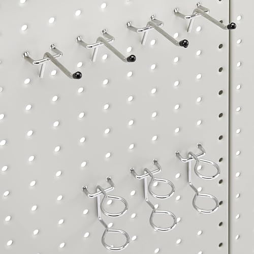 Amazon Basics Rectangular Metal Pegboard Wall Organizer, Tool Storage Organization System, Rust and Scratch Resistant, 48-Piece Kit, Gray