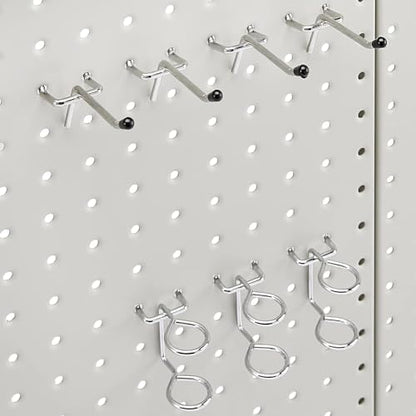 Amazon Basics Rectangular Metal Pegboard Wall Organizer, Tool Storage Organization System, Rust and Scratch Resistant, 48-Piece Kit, Gray