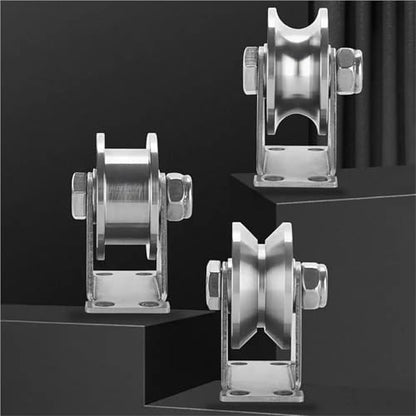 U Groove Stainless Steel Wall Pulley 2Pcs Track Wheel Bearing Pulley 304/201 Stainless Steel U/V/H Shaped Sliding Door Rollers Thickened 48 Wheel Rigid Caster(304 48U) - color: 304 48U