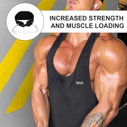 Weight Dip Belt with Steel Chain for Pullups, Gym Workout Lifting, Weightlifting Dipping with Weightlifting Training