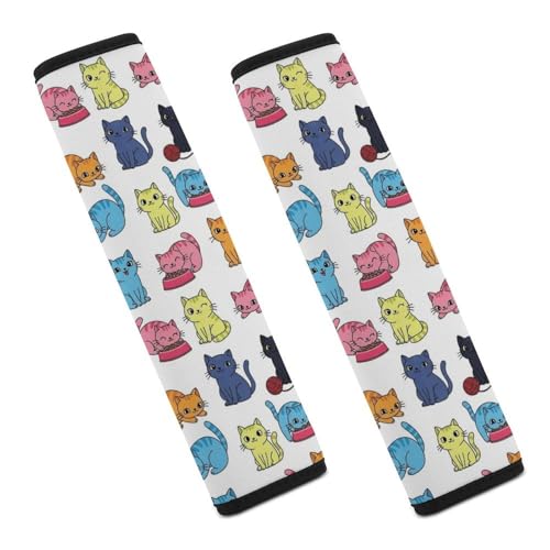1 Pair Universal Soft and Comfortable Seat Belt Shoulder Pad for Adult Use, Stroller Pushchair High Chair, Cats Neck Strap Covers, Anti-Slip Pad - color: Pattern 1123