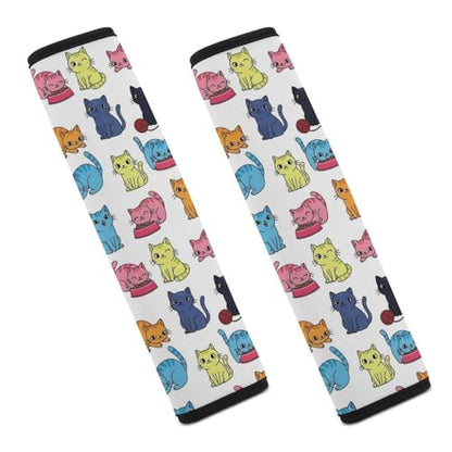 1 Pair Universal Soft and Comfortable Seat Belt Shoulder Pad for Adult Use, Stroller Pushchair High Chair, Cats Neck Strap Covers, Anti-Slip Pad - color: Pattern 1123