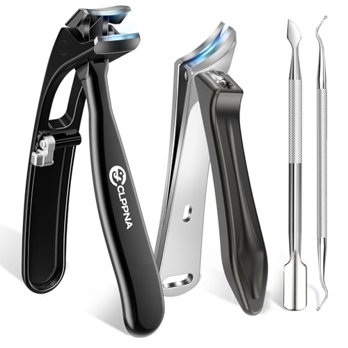 Nail Clippers Set, CLPPNA Angled Head Long Handled Toenail Clippers for Thick Toenails, Sharp Heavy Duty Ingrown Toenail Clippers with Wide Jaw, Podiatrist Nail Clippers for Seniors and Men - style: Black Slanted & Angled Head