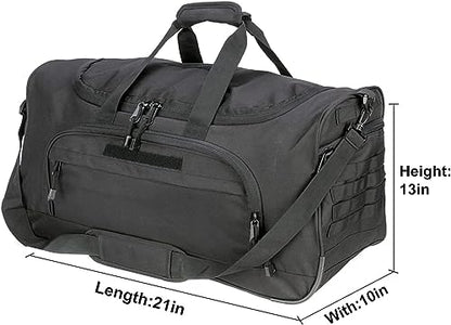 HYKING Gym Bag for Women & Men Tactical Duffle Military Weekender Work Out Lightweight Waterproof Sports Tote Shoe Pocket Black - color: Black