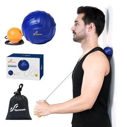 Sportneer Massage Balls for Trigger Point Therapy, Lacrosse Ball with String, Muscle Myofascial Massage Balls for Deep Tissue Release Foot Plantar Fasciitis,Hard Ball for Back Shoulder Relax- Blue