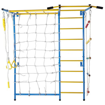 Indoor Playground, Wall Gym, in 1 Monkey Bars Climbing Ladder with Pull Up Bar, Rope Ladder, Rope Wall, Rope, Gymnastic Rings, Indoor Exercise Equipment for Kids and Adults