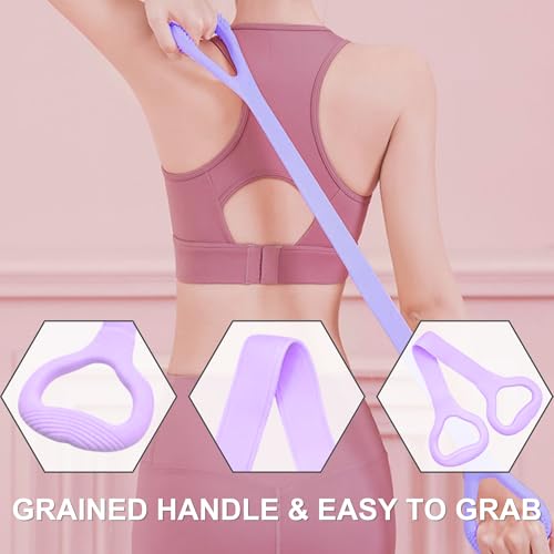 LEZER Figure 8 Resistance Band, Fitness Elastic Rope, Execrise Workout for Arm, Back, Chest and Shoulder, Yoga, Pilates, Stretching, Physical Therapy Equipment - style: Purple；20 lbs
