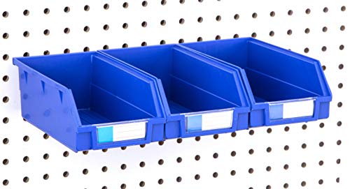 Pegboard Bins – 3 Pack Blue Extra Large - Hooks to Any Peg Board - Organize Hardware, Accessories, Attachments, Workbench, Garage Storage, Craft Room, Tool Shed, Hobby Supplies, Parts - color: Blue, size: 7 Inch (Pack of 3)
