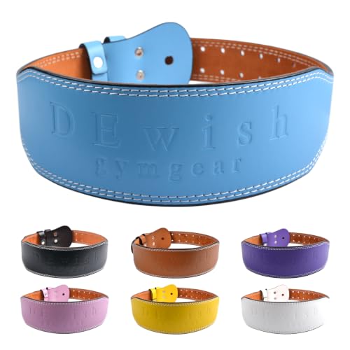 Leather Gym Fitness Belt, 4" & 6" Padded Lumbar Back Support, 10 Adjustable Holes for Weightlifting Powerlifting Bodybuilding Deadlift Squat Workout Strength Training - color: Blue, size: 37"-40", style: 4-Inch