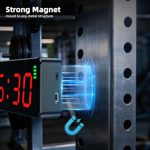 Portable Workout Timer, Workout Clock for Home Gym Garage Boxing, Gym Timer Clock with Strong Magnet, Powerful Battery, Adjustable Brightness for Fitness Enthusiasts Coaches