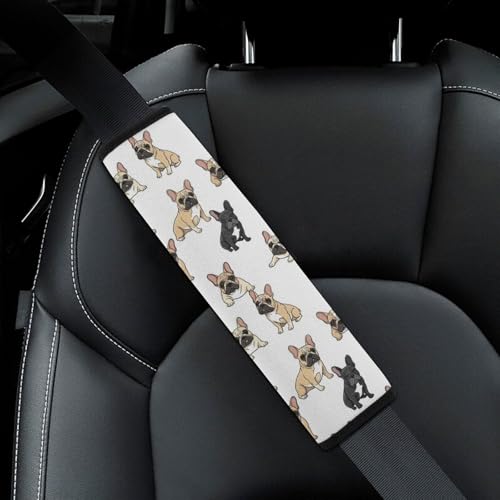 2PCS French Bulldog Cute Dog Cartoon Car Seat Straps Shoulder Pads Universal Soft and Comfortable Seat Belt Covers Cushion for Child, All Vehicles, Shock Absorption - color: Pattern 250