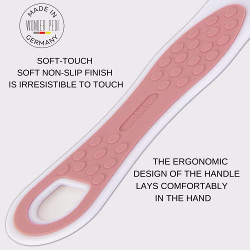 Made in Germany Double Sided Foot File Callus Remover, Stainless Steel and Emery Sides Feet Scrubber, Professional Pedicure Foot Care Tool Rasp, Long Lasting Foot Buffer, Heel Scraper, Wonder Pedi - style: Stainless Steel + Emery