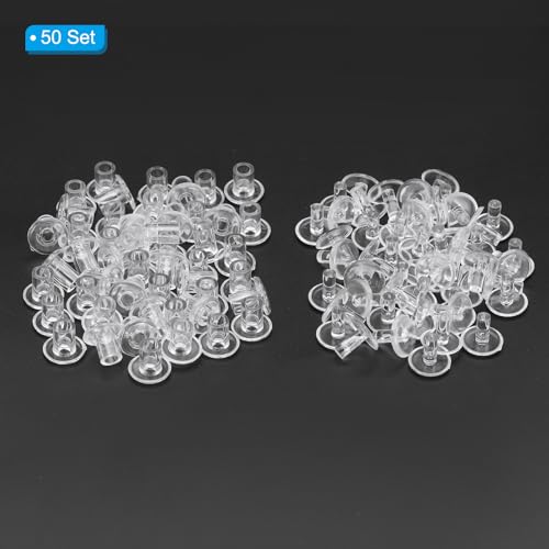 PATIKIL M5x7mm Plastic Binding Post, 50 Sets Plastic Chicago Screws Binding Screw Rivet Post Press-on Buckle for Leather Scrapbook Photo Albums, Transparent - color: Transparent, size: M5x7mm