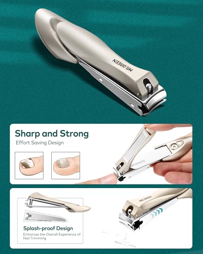 MR.GREEN 8-in-1 Manicure Set– Professional German Stainless Steel Nail Care Kit with Splash-Proof Nail Clippers, Toenail Clippers, Cuticle Tools, Travel Grooming Kit for Men & Women with Leather Case