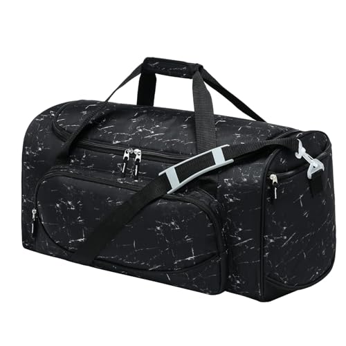 Uarition Men's Large Duffle Bag, 55L Heavy Duty Gym Bag for Sports, Workout, and Travel - Durable Duffel Gear Bag in Marble Black - color: Marble Black