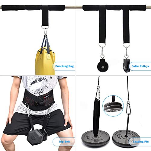Brebebe Farmer Walk Handles Straps 2 T Bar Row Straps Multifunction Fitness Rope, Heavy Duty T-bar Strap, Dumbbell Strap for Dip Belt, Barbell Strap Rope Handles Strap, Hanging Strap Workout Equipment