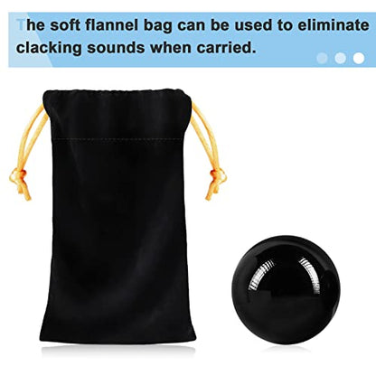Learay 2Pcs Baoding Balls, Boading Balls for Hand Therapy, Black, 2 inch | Chinese Health Exercise Massage Balls with Carry Pouch for Stress Relief Meditation Ball - color: Black/2 Inch