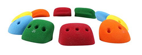 Atomik Rock Climbing Holds Set of 10 Medium Screw-On Basic Jugs in Assorted Bright Tones