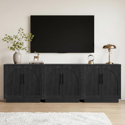 Fatmok Arched Sideboard Buffet Accent Cabinet, 31.5" Credenza with Adjustable Shelf, 3-Piece Modular Coffee Station Storage for Kitchen Living Room Bedroom, Black Grey - color: Ccc-black Grey