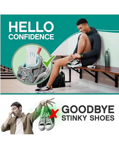 Shoe Deodorizer with Zeolites 2-Pack - Odor Eliminator, Air Freshener, Smell Absorber, Sneakers, Gym Bags, Soccer Cleats, Closets, Pet Area, Reusable - Shoe Deodorant - size: 4 Count (Pack of 2)