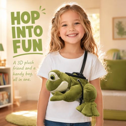Cute Frog Plush Climbing Chalk Bag, Soft Animal Magnesium Powder Pouch with Drawstring Closure & Hanging Loop, Portable Chalk Bucket for Bouldering, Weightlifting, Gym Training & Outdoor Sports