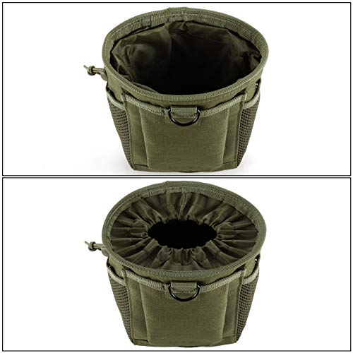 FRTKK Tactical Molle Drawstring Magazine Dump Pouch Outdoor Ammo Pouch, Adjustable Military Utility Belt Fanny Hip Holster Bag - color: Army green