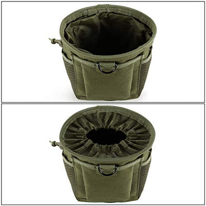 FRTKK Tactical Molle Drawstring Magazine Dump Pouch Outdoor Ammo Pouch, Adjustable Military Utility Belt Fanny Hip Holster Bag - color: Army green