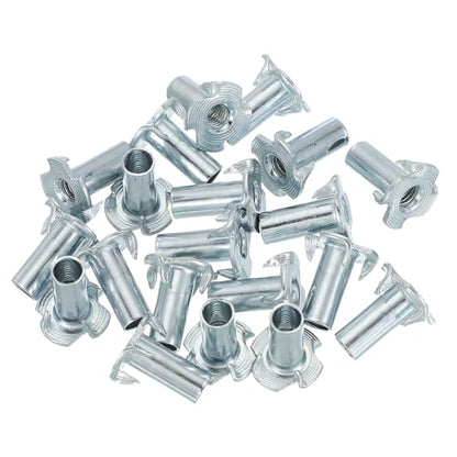 PATIKIL M6 T-Nuts, 20 Pcs Zinc Plated Steel 4-Pronged Tee Blind Nut 20 mm Length Four-jaw t Nuts Threaded Inserts Hardware for Wood Furniture Cabinetry Rock Climbing Holds - size: M6x20 mm