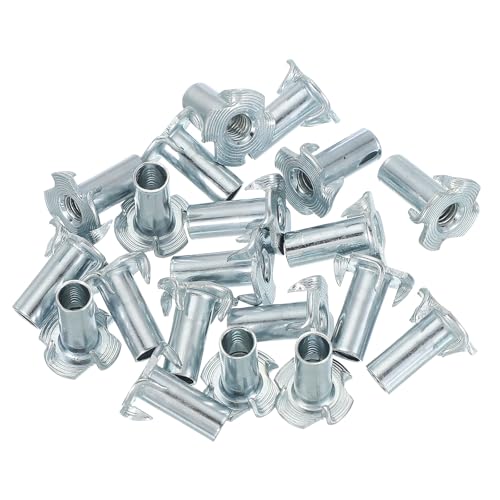 PATIKIL M6 T-Nuts, 20 Pcs Zinc Plated Steel 4-Pronged Tee Blind Nut 20 mm Length Four-jaw t Nuts Threaded Inserts Hardware for Wood Furniture Cabinetry Rock Climbing Holds - size: M6x20 mm