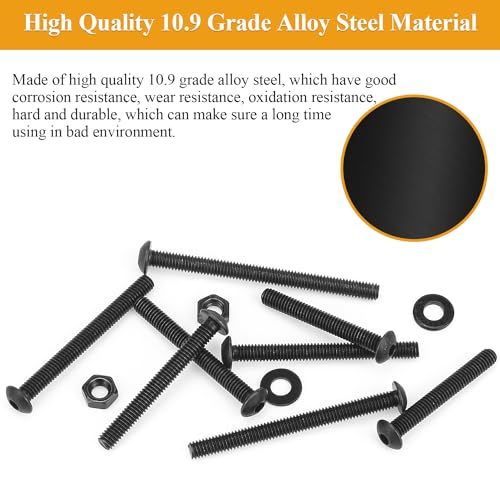 55 Pieces M4 x 25mm Button Head Socket Cap Screws, Thread Pitch 0.7mm, Sutemribor M4 Black Screws, 10.9 Grade Alloy Steel, Black Oxide Finish, Fully Threaded - size: M4 x 25mm, style: Button Head