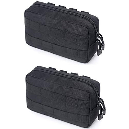 Azarxis Equipment Multi-Purpose Tactical EDC Admin MOLLE Pouch Utility Tools Bag Organizer Military Waist Belt Modular Attachment - color: #01 - Black - 2 Pack