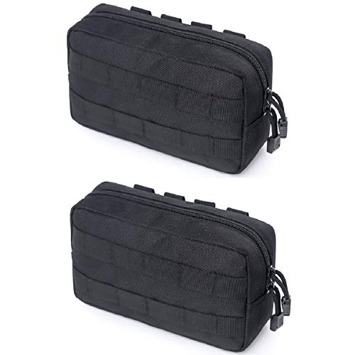 Azarxis Equipment Multi-Purpose Tactical EDC Admin MOLLE Pouch Utility Tools Bag Organizer Military Waist Belt Modular Attachment - color: #01 - Black - 2 Pack