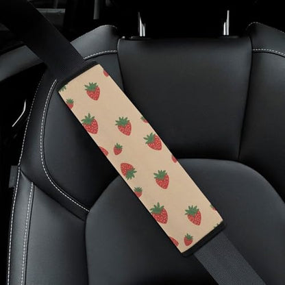2PCS Cute Pink Strawberry Seat Belt Cover Soft Padded Neck Strap Covers for Kids, All Vehicles, Comfortable Driving - color: Pattern 650